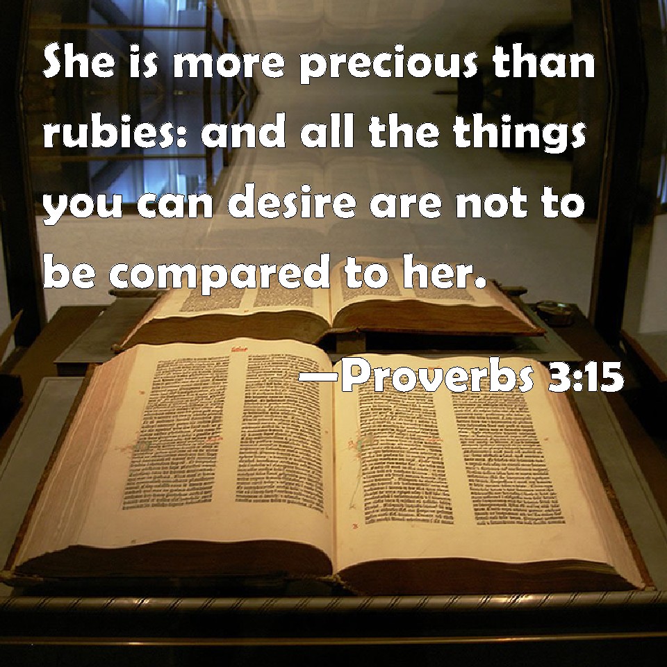 Proverbs 315 She is more precious than rubies and all the things you can desire are not to be