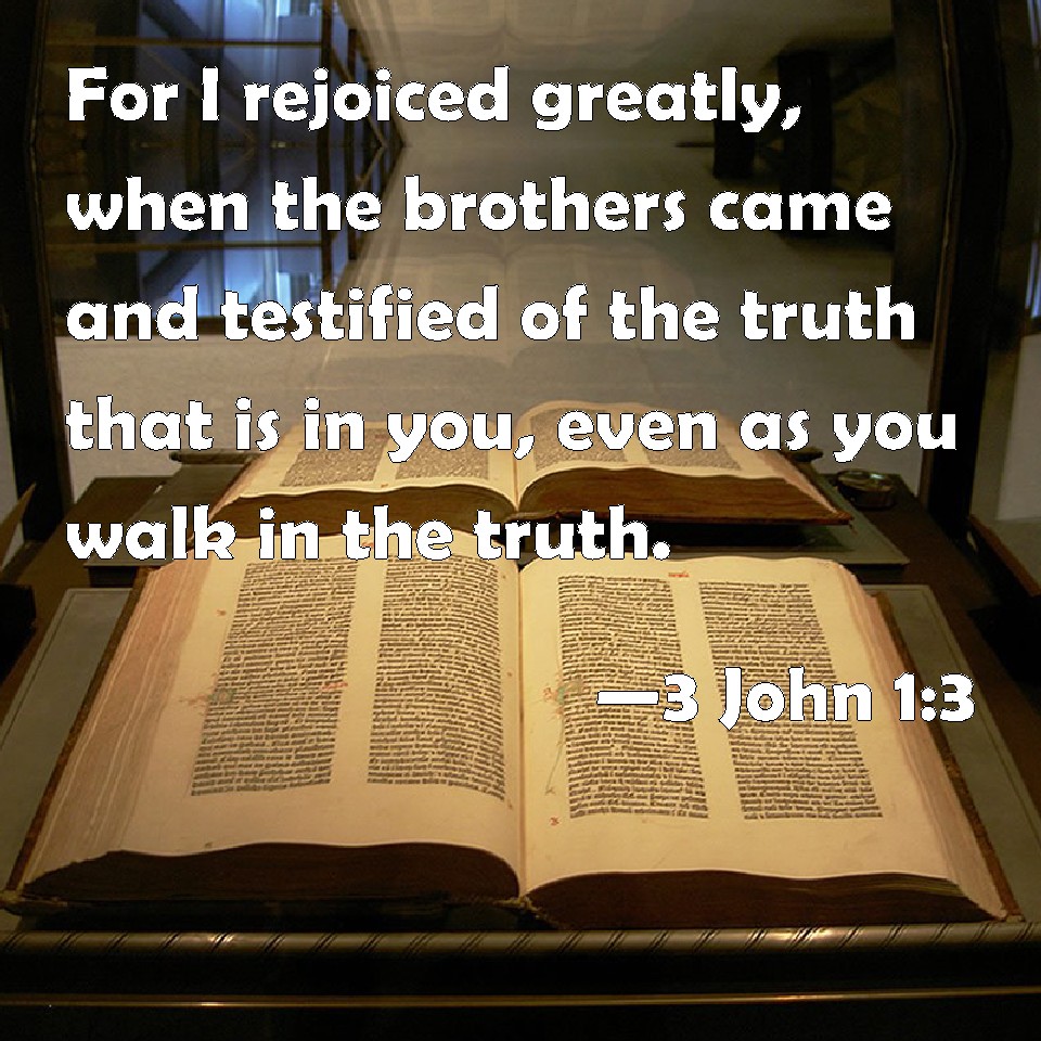 3 John 1 3 For I Rejoiced Greatly When The Brothers Came And Testified 