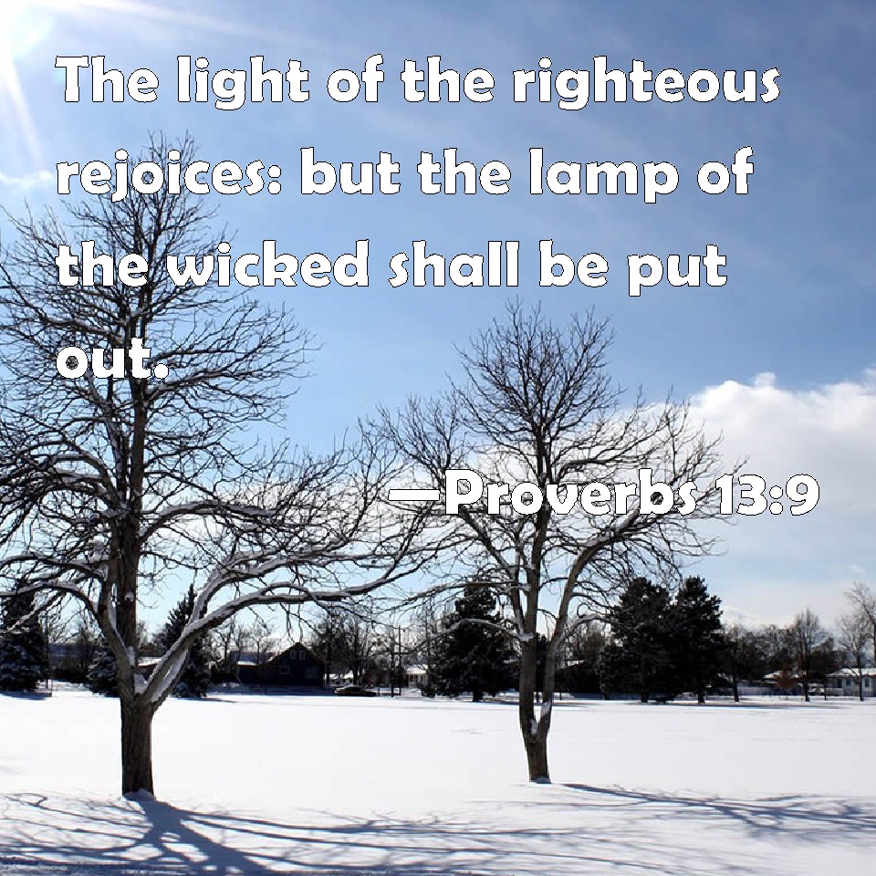 Proverbs 13:9 The light of the righteous rejoices: but the lamp of the  wicked shall be put out.