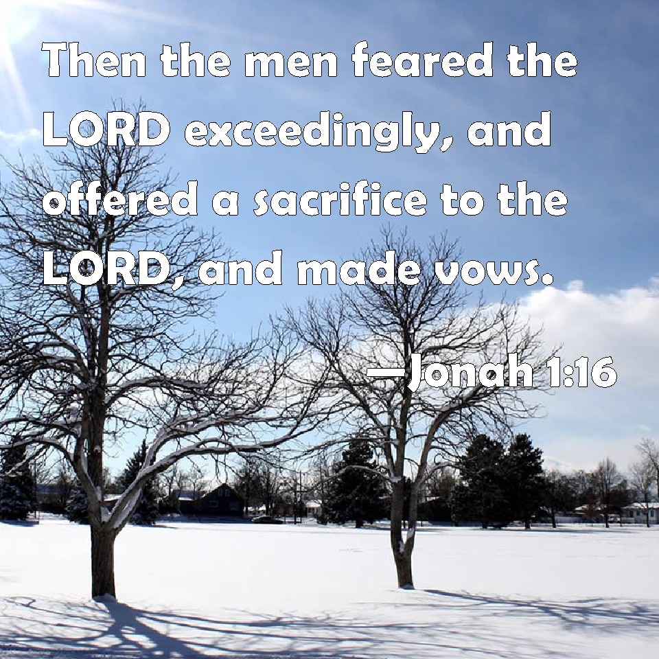 Jonah 1:16 Then the men feared the LORD exceedingly, and offered a ...