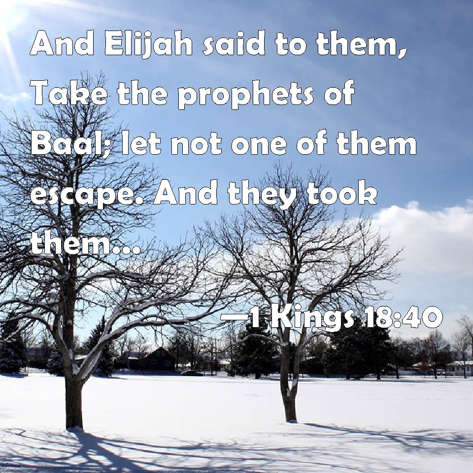 1 Kings 18:40 And Elijah Said To Them, Take The Prophets Of Baal; Let ...