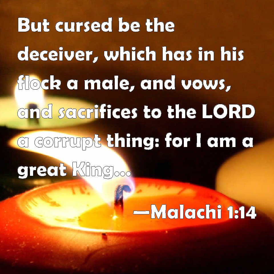 Malachi 1:14 But cursed be the deceiver, which has in his flock a male ...