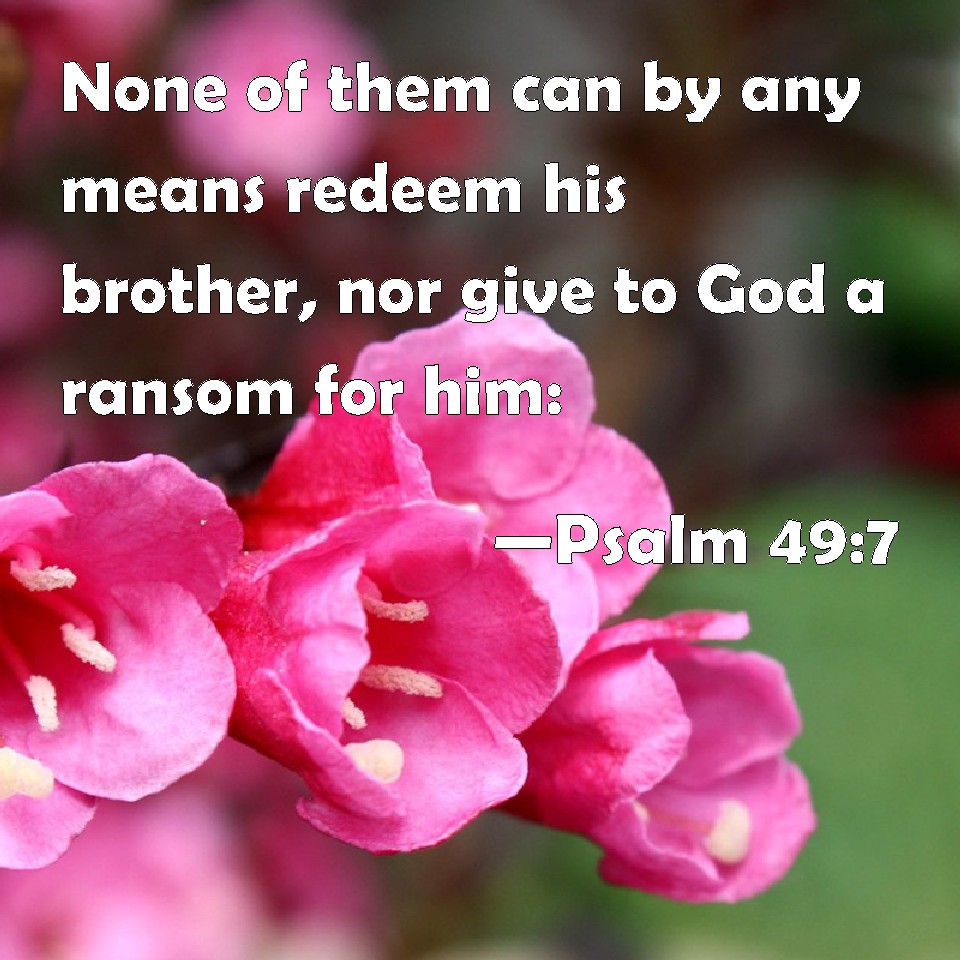 Psalm 49:7 None of them can by any means redeem his brother, nor give to  God a ransom for him: