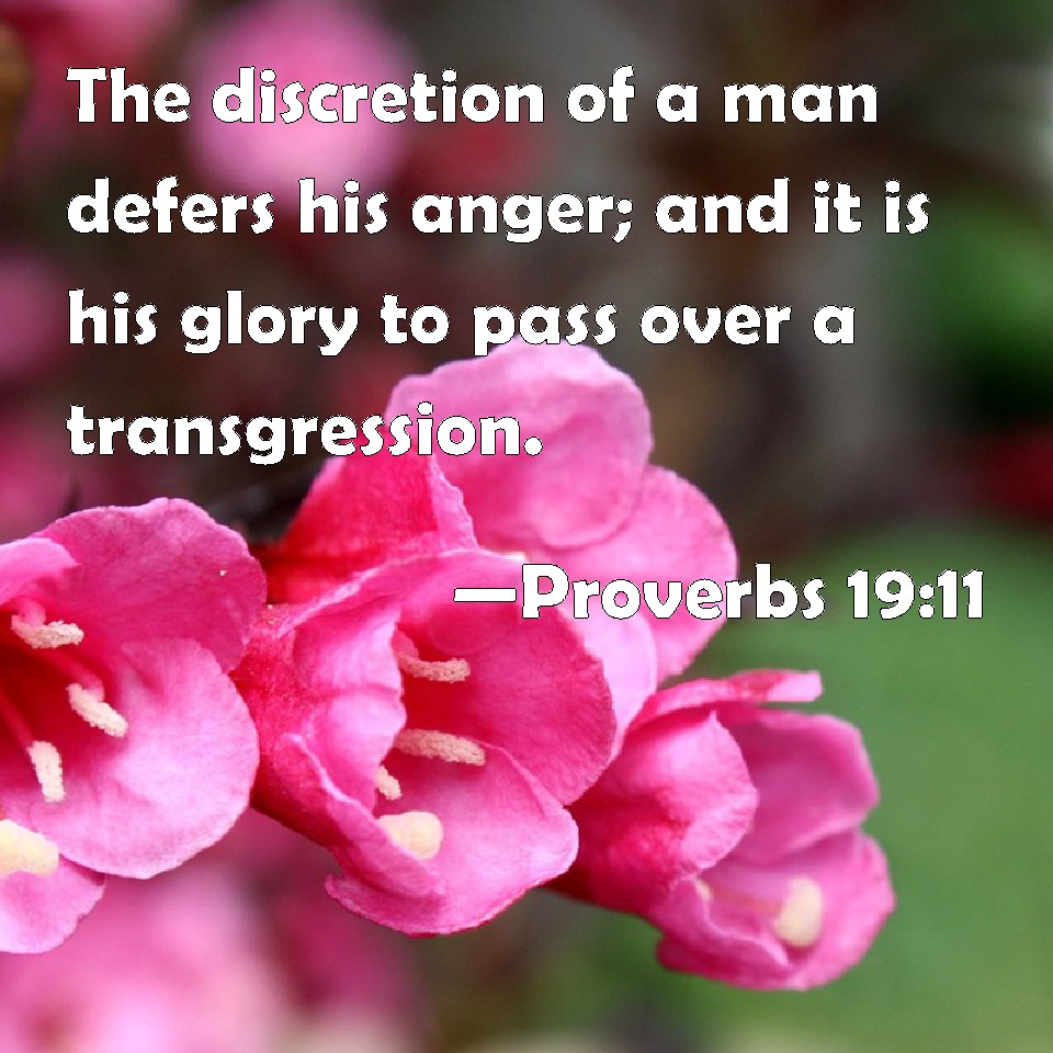 Proverbs 19:11 The Discretion Of A Man Defers His Anger; And It Is His ...