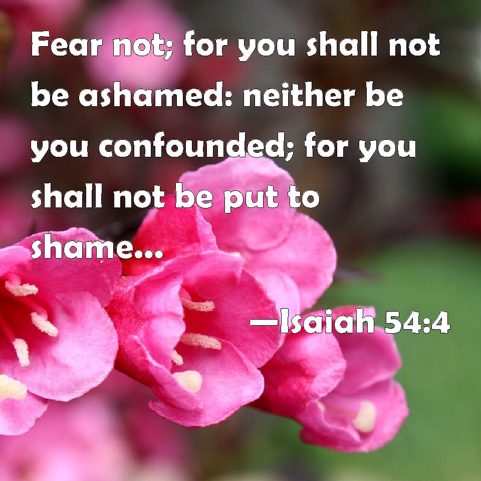 Isaiah 54 4 Fear Not For You Shall Not Be Ashamed Neither Be You Confounded For You Shall Not Be Put To Shame For You Shall Forget The Shame Of Your Youth And