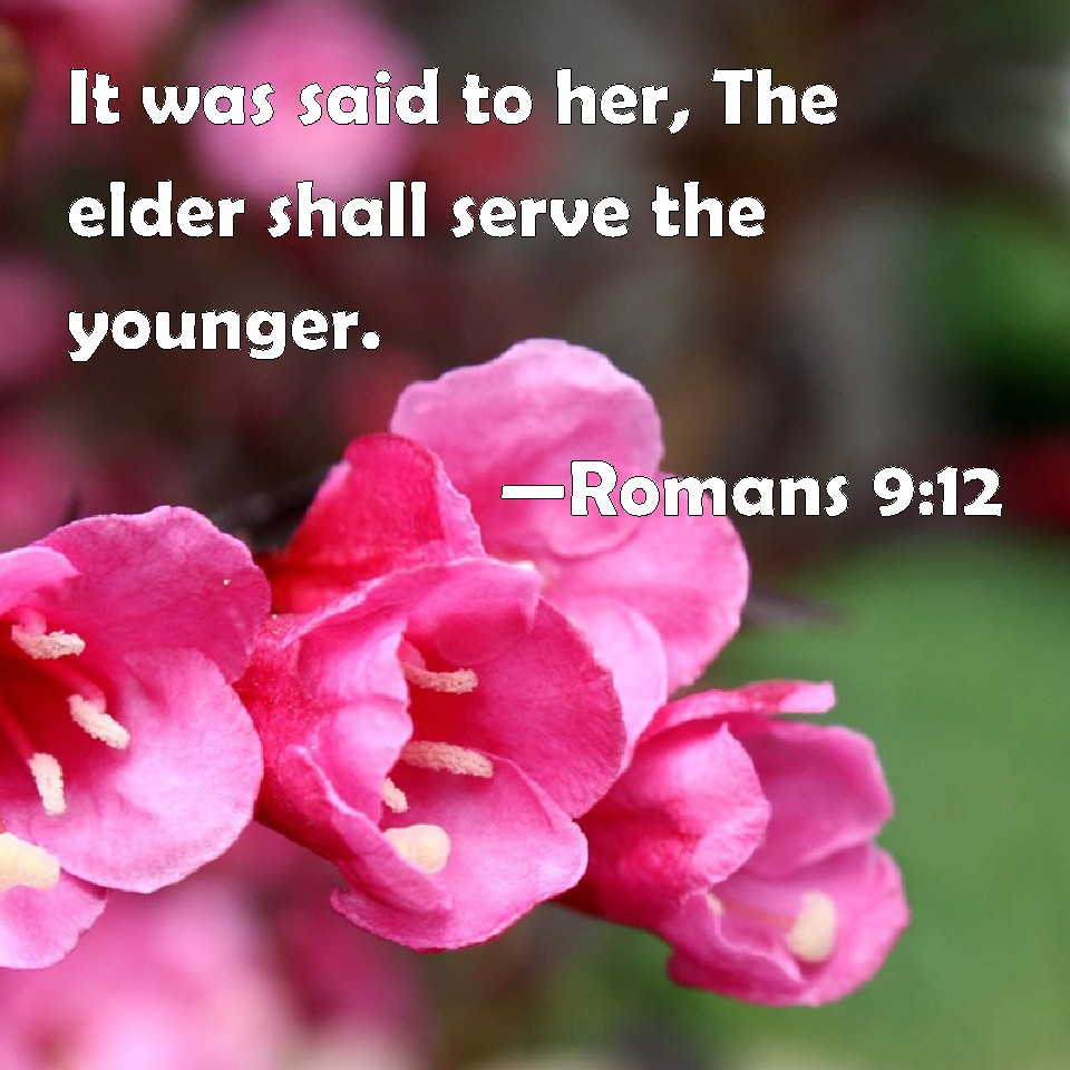 Romans 9:12 It was said to her, The elder shall serve the younger.