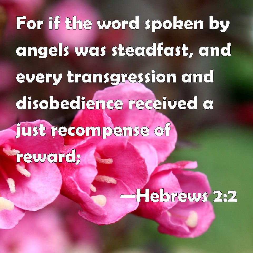 Hebrews 2:2 For if the word spoken by angels was steadfast, and every ...