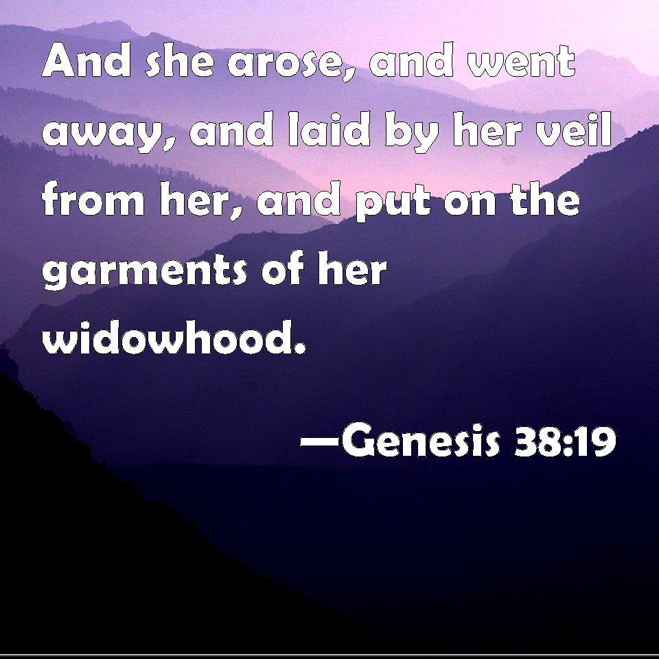 Genesis 38:19 And she arose, and went away, and laid by her veil from ...