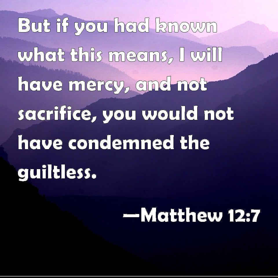 Matthew 12:7 But if you had known what this means, I will have mercy ...