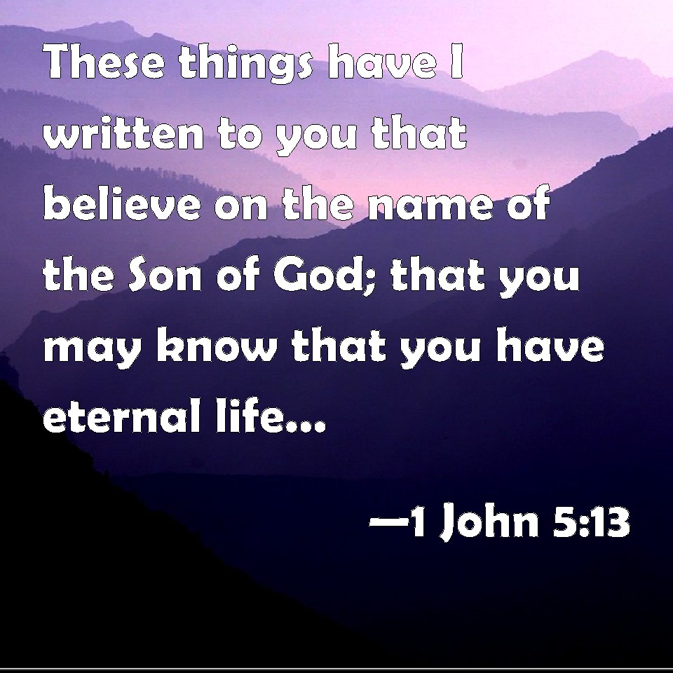 1 John 5:13 These things have I written to you that believe on the name ...