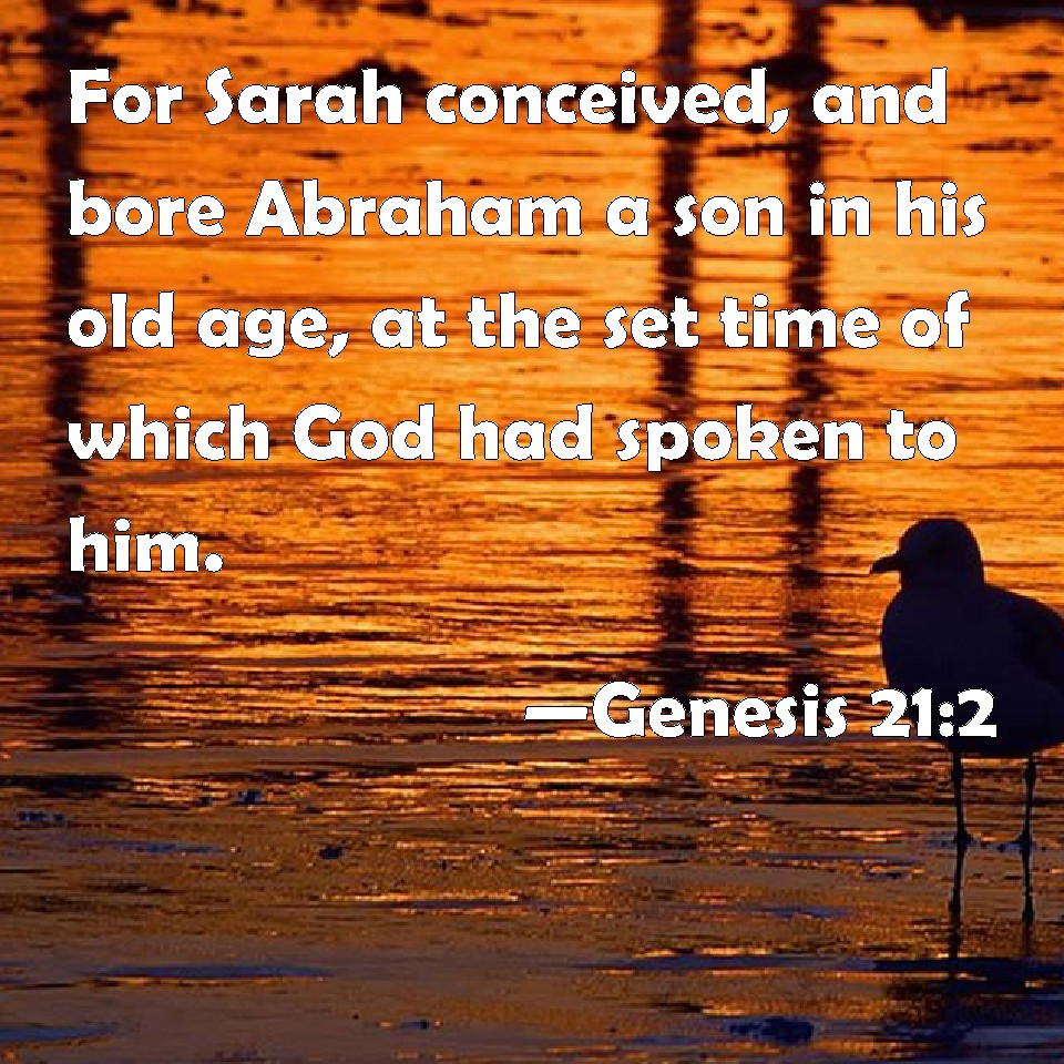 Genesis 21:2 For Sarah conceived, and bore Abraham a son in his old age ...