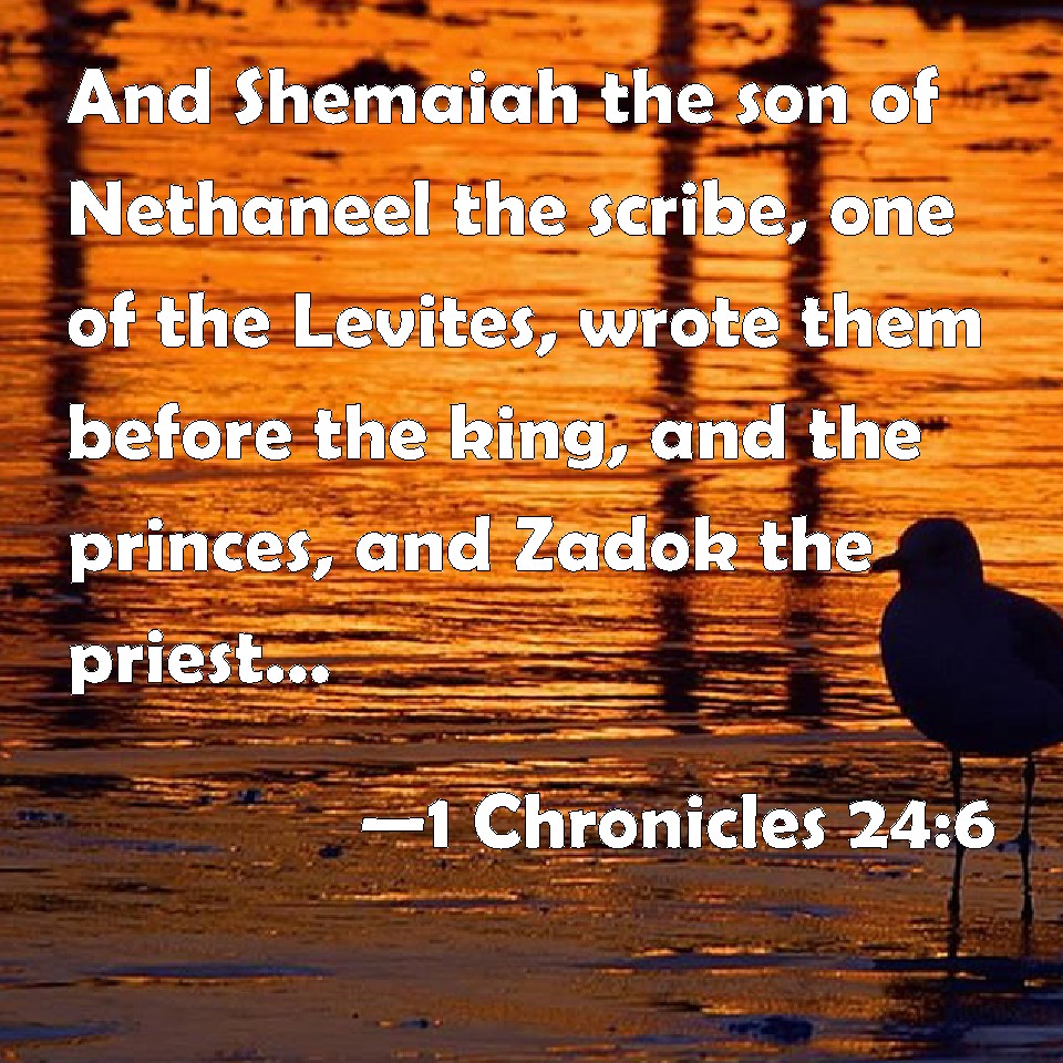 1 Chronicles 24:6 And Shemaiah the son of Nethaneel the scribe, one of ...