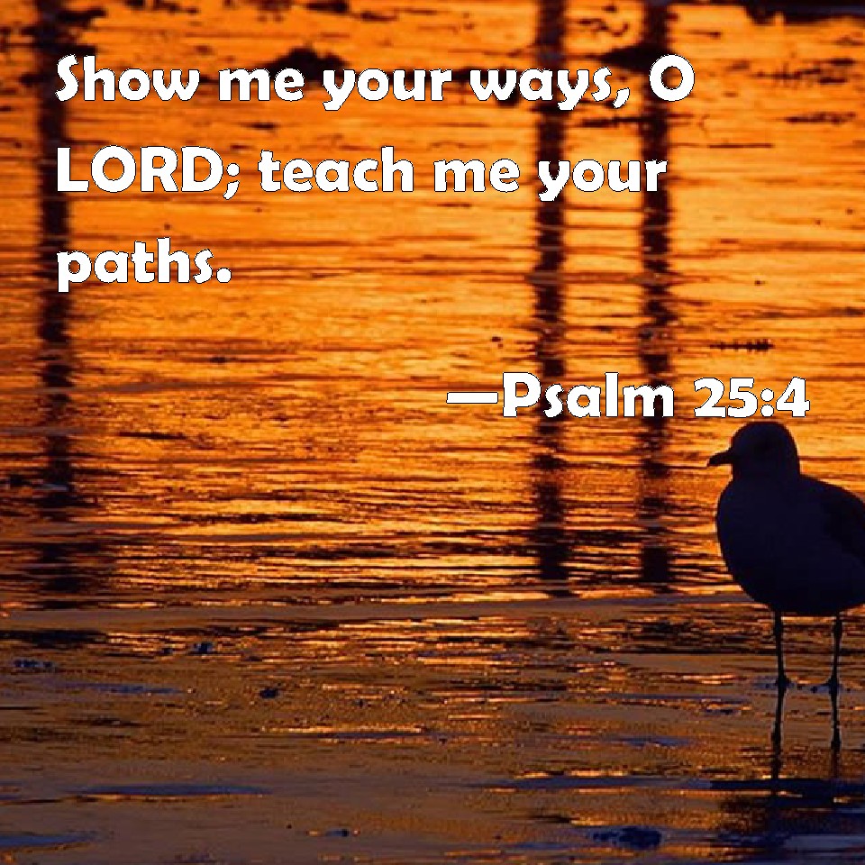 Psalm 25:4 Show Me Your Ways, O LORD; Teach Me Your Paths.