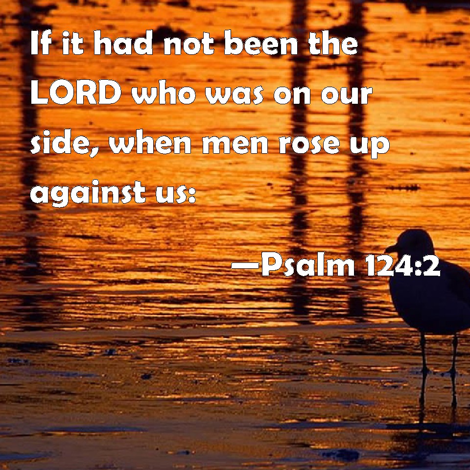 Psalm 124:2 If It Had Not Been The Lord Who Was On Our Side, When Men Rose  Up Against Us: