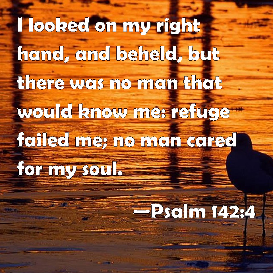 Psalm 142:4 I looked on my right hand, and beheld, but there was no man ...