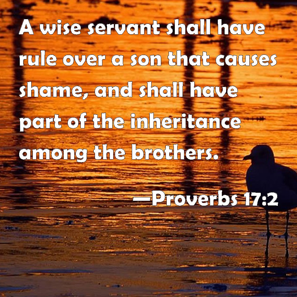 Proverbs 17:2 A wise servant shall have rule over a son that causes ...