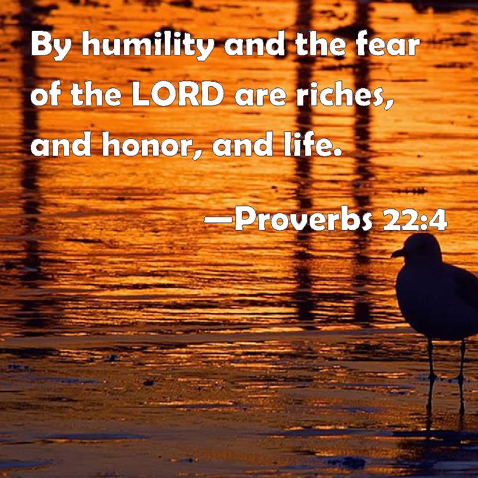 Proverbs 22:4 By humility and the fear of the LORD are riches, and ...