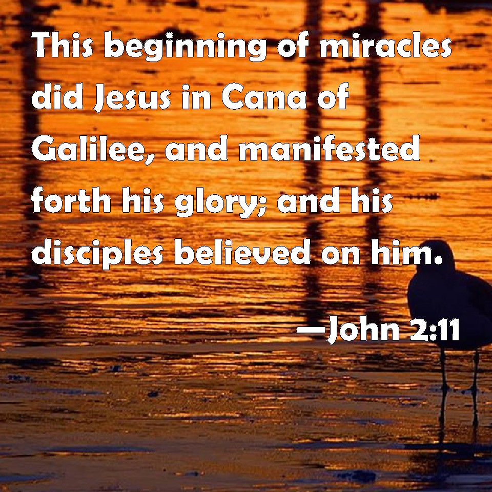 John 2:11 This beginning of miracles did Jesus in Cana of Galilee, and ...