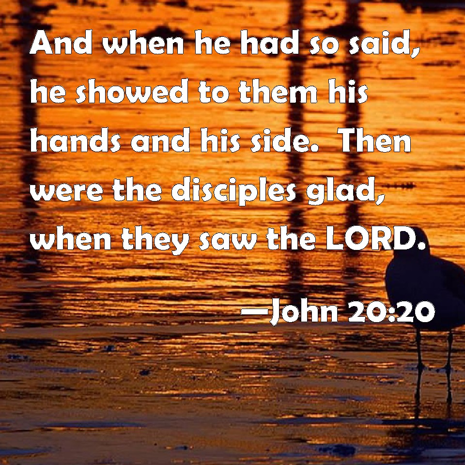 John 20:20 And when he had so said, he showed to them his hands and his ...