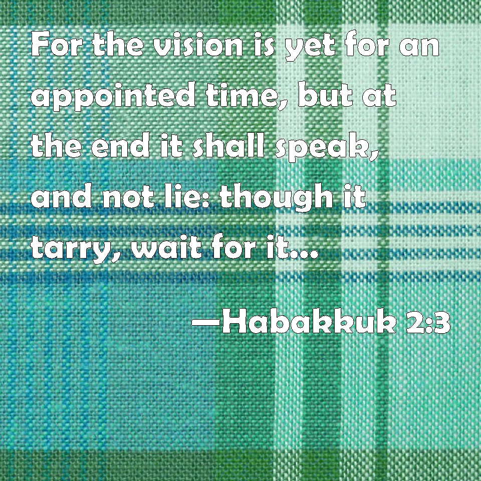 Habakkuk 2:3 For the vision awaits an appointed time; it testifies