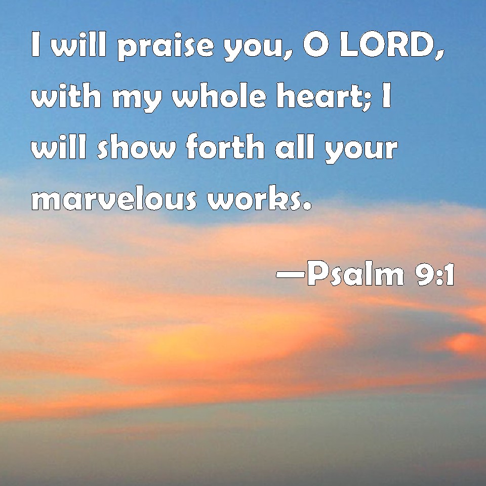 Psalm 9:1 I will praise you, O LORD, with my whole heart; I will show ...