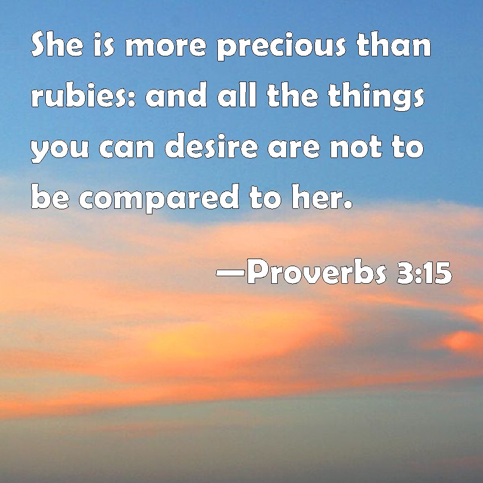 Proverbs 315 She is more precious than rubies and all the things you can desire are not to be