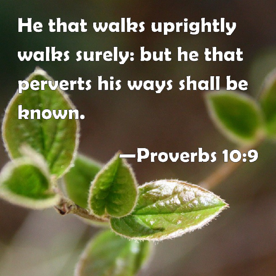 Proverbs 10:9 He That Walks Uprightly Walks Surely: But He That Perverts  His Ways Shall Be Known.