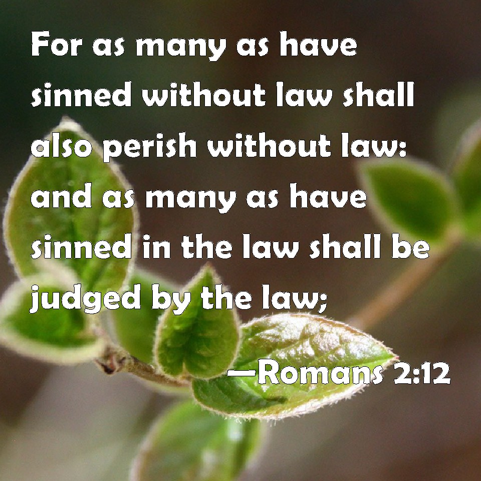 Romans 2:12 For as many as have sinned without law shall also perish ...