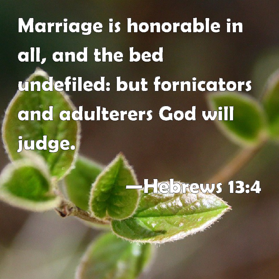 Hebrews 13:4 Marriage is honorable in all, and the bed undefiled: but ...