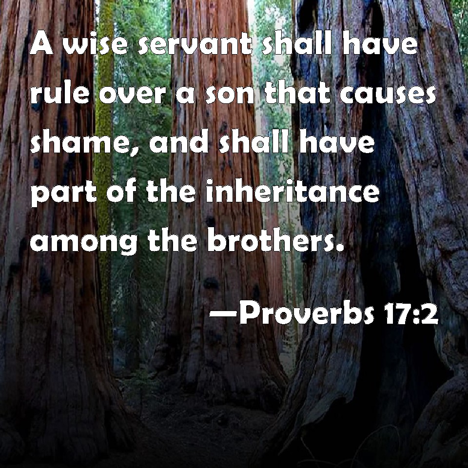 Proverbs 17:2 A wise servant shall have rule over a son that causes ...