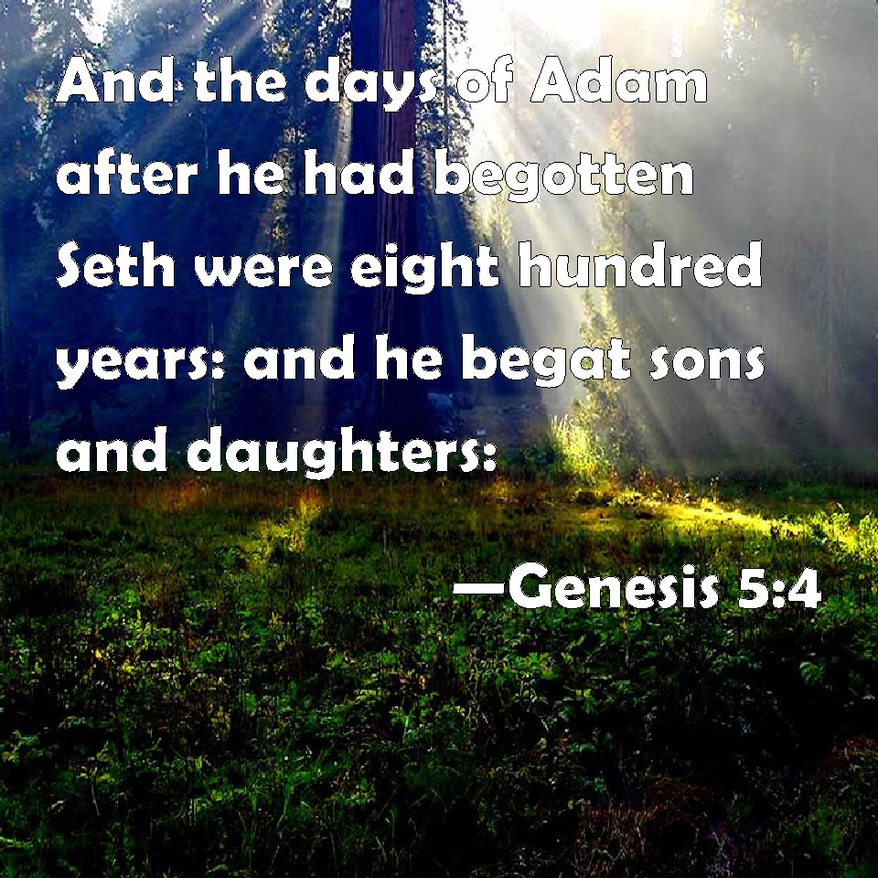 Genesis 5:4 And the days of Adam after he had begotten Seth were eight ...