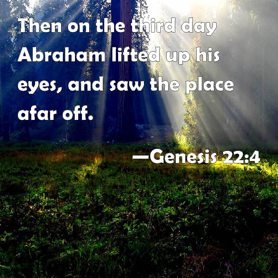 Genesis 22:4 Then on the third day Abraham lifted up his eyes, and saw ...