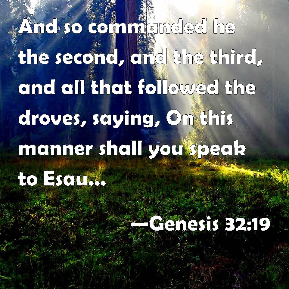 Genesis 32:19 And so commanded he the second, and the third, and all ...