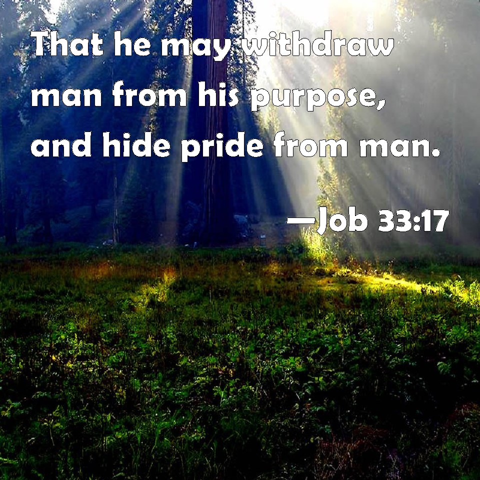 Job 33:17 That he may withdraw man from his purpose, and hide pride ...