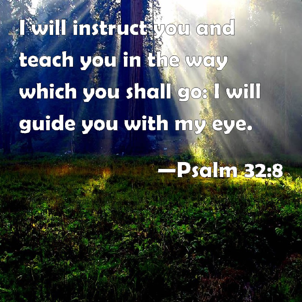 Psalm 32:8 I will instruct you and teach you in the way which you shall go: I will guide you ...
