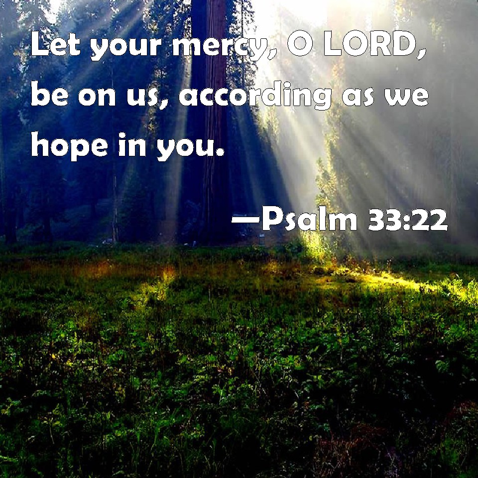 Psalm 33:22 Let your mercy, O LORD, be on us, according as we hope in you.