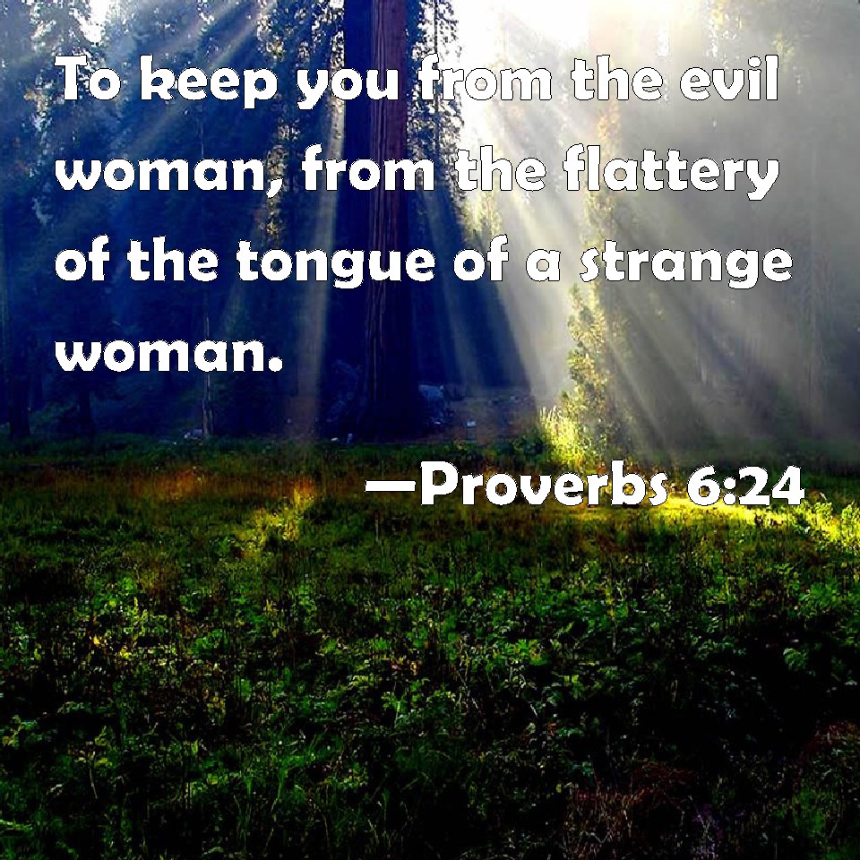 Proverbs 6:24 To keep you from the evil woman, from the flattery of the