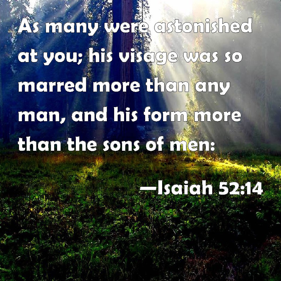 Isaiah 52 14 As Many Were Astonished At You His Visage Was So Marred 