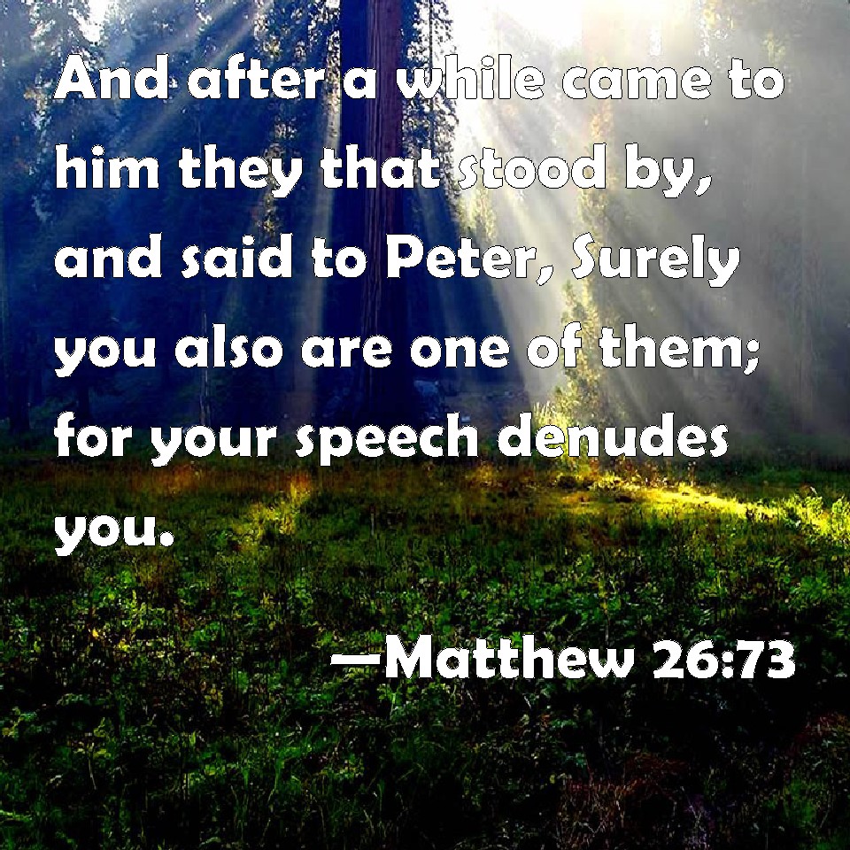 Matthew 26 73 And After A While Came To Him They That Stood By And 