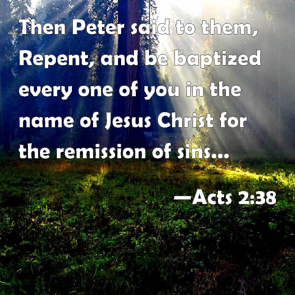 Acts 2:38 Then Peter Said To Them, Repent, And Be Baptized Every One Of ...