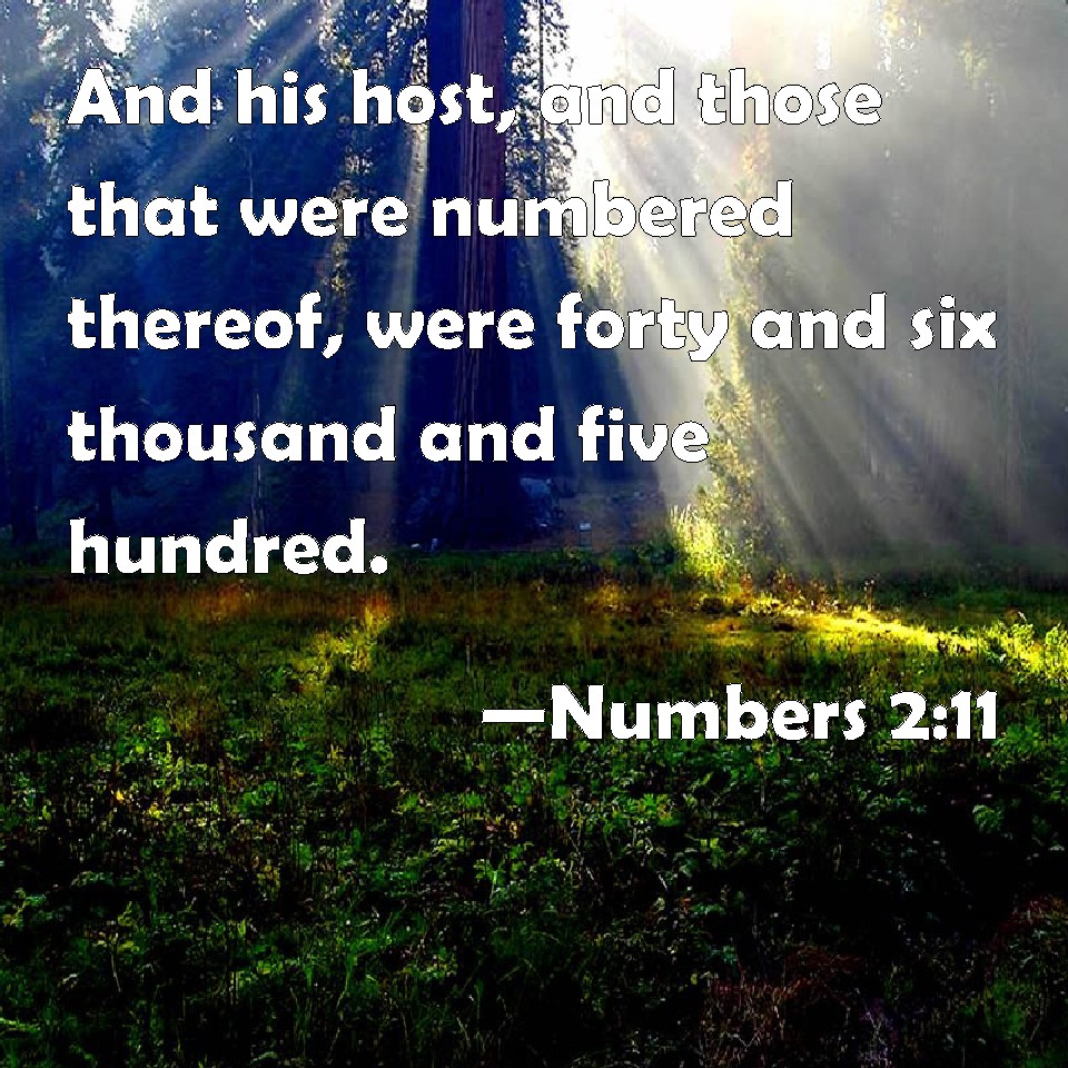 Numbers 2:11 And his host, and those that were numbered thereof, were ...