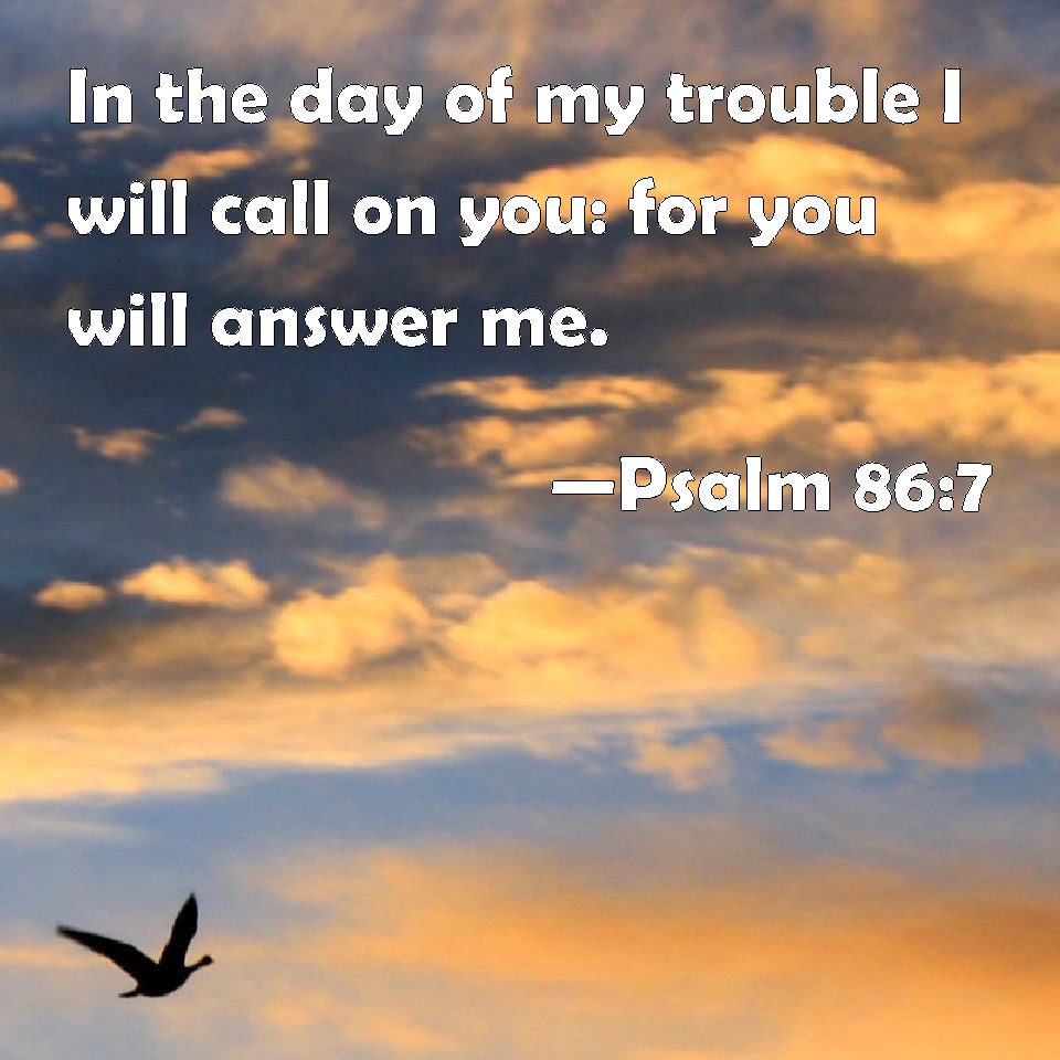 Psalm 86 7 In The Day Of My Trouble I Will Call On You For You Will 