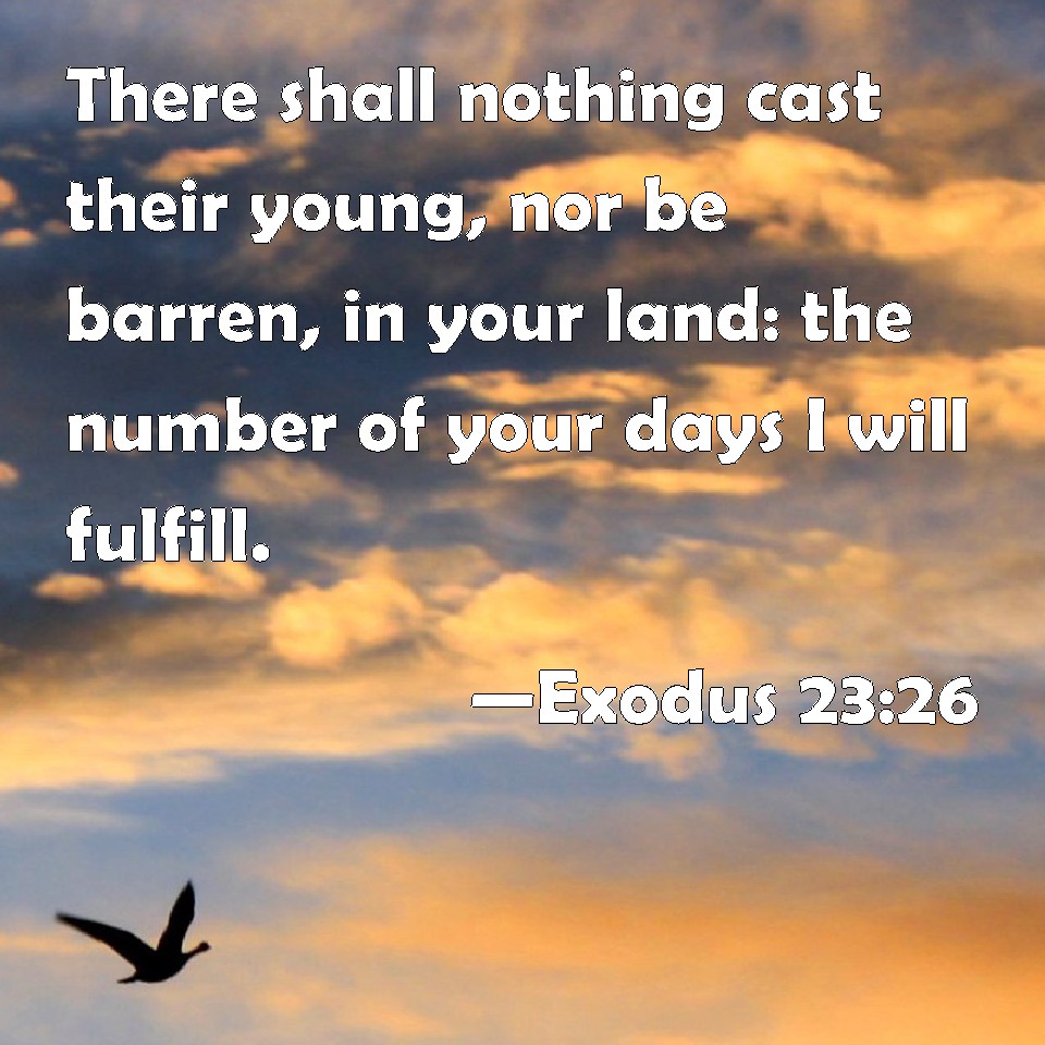 Exodus 23:26 There shall nothing cast their young, nor be barren, in ...