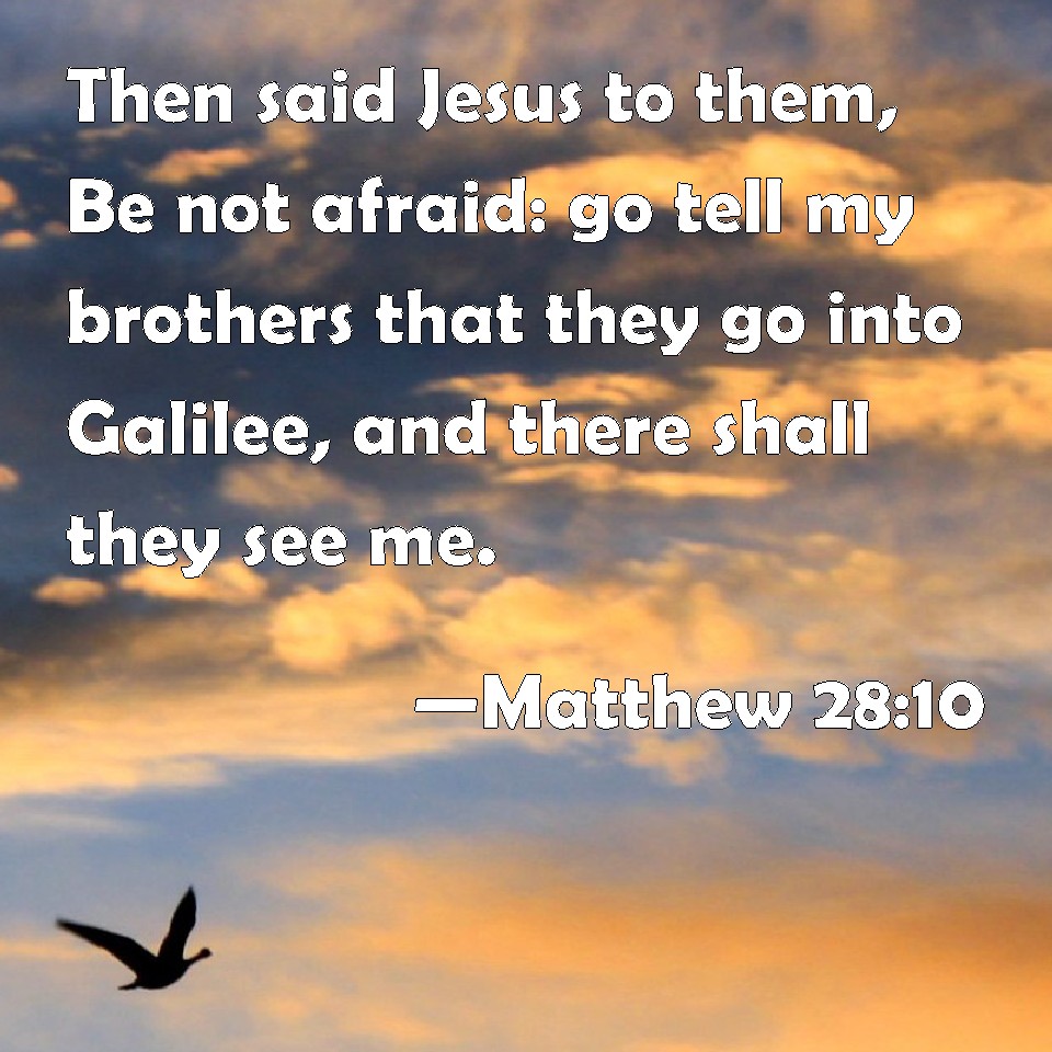 Matthew 28:10 Then said Jesus to them, Be not afraid: go tell my ...