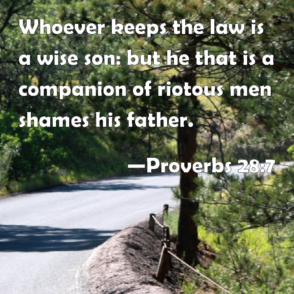 Proverbs 28:7 Whoever keeps the law is a wise son: but he that is a ...