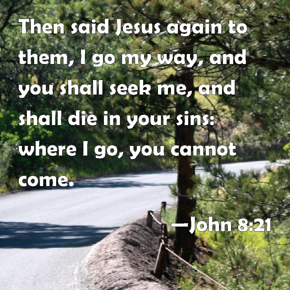 John 8:21 Then said Jesus again to them, I go my way, and you shall ...