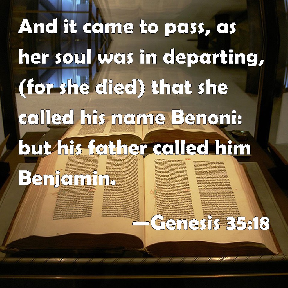 Genesis 35:18 (kjv) - And it came to pass, as her soul was in depar