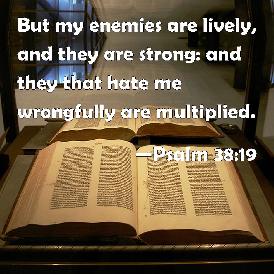 Psalm 38:19 But my enemies are lively, and they are strong: and they that  hate me wrongfully are multiplied.