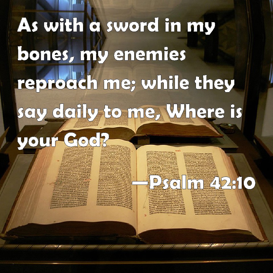 Psalm 42 10 As With A Sword In My Bones My Enemies Reproach Me While 