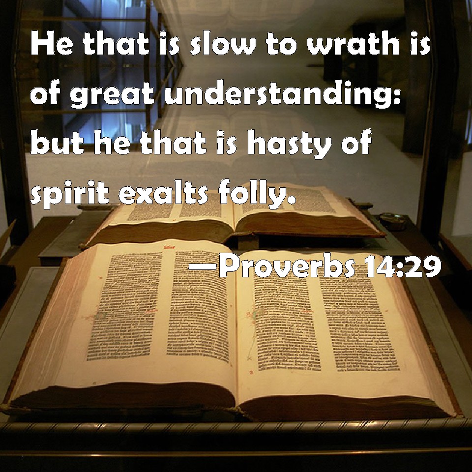 Proverbs 14 29 He That Is Slow To Wrath Is Of Great Understanding But 